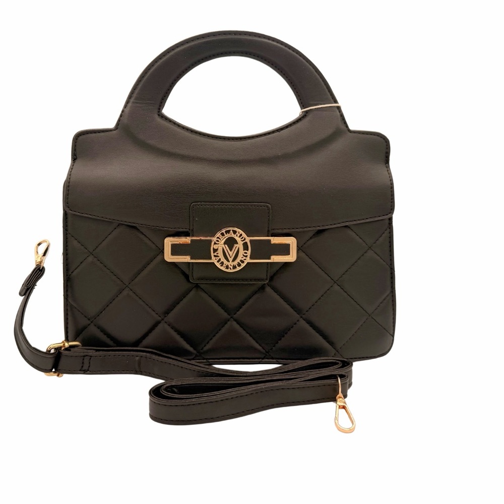 Valentino Orlandi Black Quilted Satchel w/ crossbody - Picture 2 of 3
